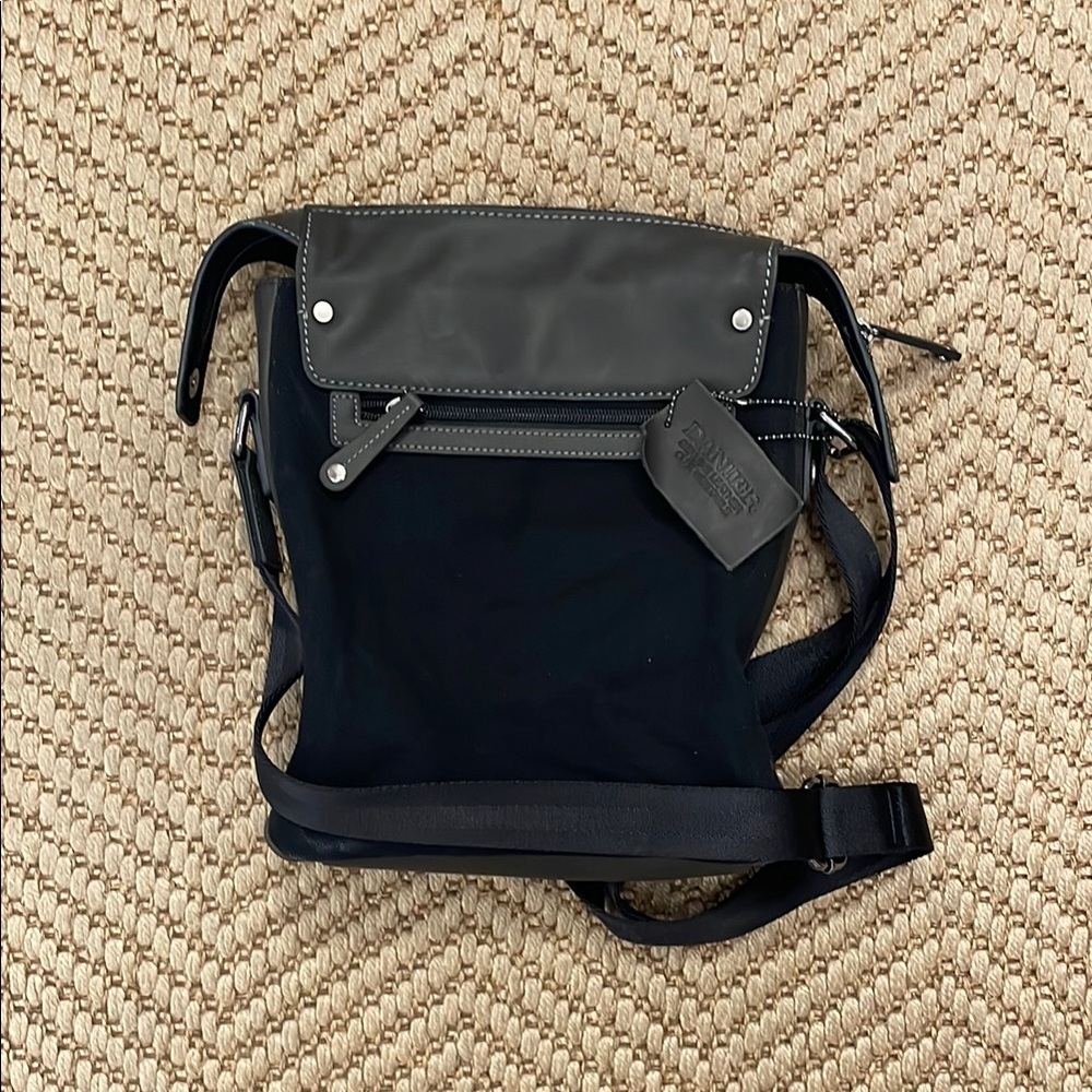 Danier Canvas Crossbody Bag With Leather Black